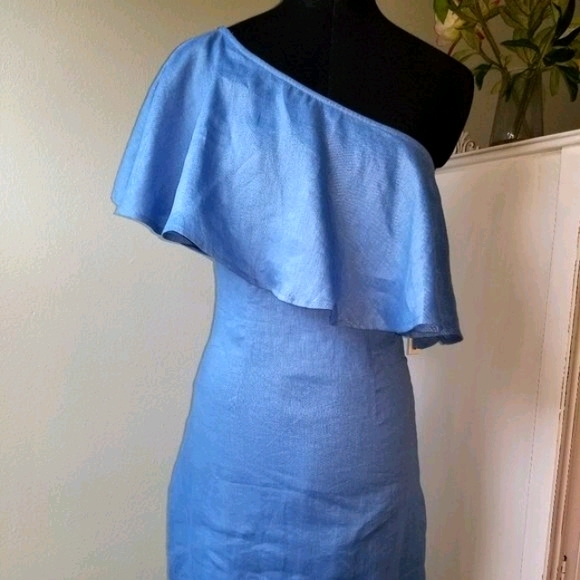Capulet Clara One Shoulder Dress in Azure Blue - Picture 2 of 13